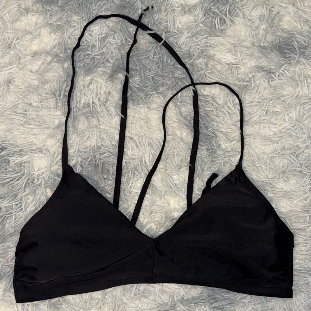 Black Crisscross Back Bikini Top